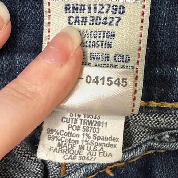 Sz 26 Y2K VTG True Religion Low Rise Wide Band Jeans USA Made Elena Gilbert 2000 - Picture 6 of 7